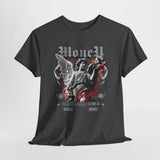 Money Bright Unisex Heavy Cotton Tee Angel Statue Graphic Gothic Streetwear Red Neon Aesthetic Artistic Fashion Statement T Shirt