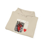 Heart Flower Graphic Hoodie Comfortable Unisex Heavy Blend Sweatshirt Bold Red and Black Floral Heart Design Streetwear Symbol of Love Strength and Vitality Perfect Gift for Friends Birthdays Cozy Days and Casual Wear