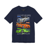 Street Racing Trio JDM Cars Graphic Unisex Heavy Cotton Tee for Drift Fans Performance Lovers and Streetwear Enthusiasts