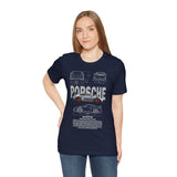 Porsche 911 GT3 RS Technical Blueprint Inspired Illustrated Racing Car Graphic T Shirt High Performance Motorsport Engineering Streetwear Unisex Heavy Cotton Tee Gift For Car Enthusiasts