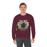 Destiny Fearless Pursuit of Happiness Unisex Heavy Blend Crewneck Sweatshirt Gothic Skeleton Hands Globe Graphic Streetwear Bold Motivational Pullover