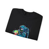 Galactic Dream Astronaut Neon Art Unisex Heavy Blend Crewneck Sweatshirt Vibrant Cosmic Streetwear Pullover Futuristic Space Design Soft Fleece Warm Comfortable Everyday Wear Perfect Gift for Sci Fi...