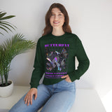 Unisex Heavy Blend Crewneck Sweatshirt Butterfly Holographic Graphic Pullover Black Streetwear Where Elegance Takes Flight Trendy Aesthetic Fashion Outfit