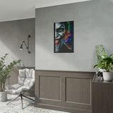 Joker Split Insanity Glossy Poster Bold Gothic Wall Art Dark Psychological Design Fiery Abstract Expression Print for Collectors, Creators, and Visionary Spaces