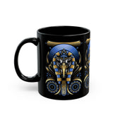 Eye Of Eternity Mug Egyptian Owl Pharaoh Design Gold And Blue Ceramic Mug Spiritual Morning Energy Cup For Focus, Calm, And Creative Awakening