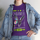 The Charmer Unisex Heavy Cotton Tee Futuristic Butterfly Graphic Streetwear Neon Cyber Aesthetic Artistic Fashion Statement T Shirt