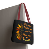 Sunflower Ho'oponopono Tote Bag Hawaiian Healing Prayer Design Spiritual Positivity Canvas Bag Mindfulness Reusable Durable Eco Friendly Shopping Tote
