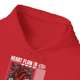 Heart Flower Graphic Hoodie Comfortable Unisex Heavy Blend Sweatshirt Bold Red and Black Floral Heart Design Streetwear Symbol of Love Strength and Vitality Perfect Gift for Friends Birthdays Cozy Days and Casual Wear