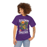 Lets Grow Together Floral Graphic Unisex Heavy Cotton Tee Comfortable Streetwear Bold Garden Botanical Design Motivational Empowerment T Shirt Perfect Gift for Friends Couples Birthdays and Everyday...
