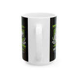 Money Power Ceramic Mug Dollar Stack Neon Green Graphic Hustle Mindset Streetwear Motivational Coffee Tea Cup