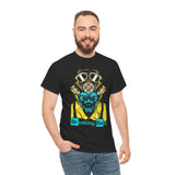 Toxic Genius Neon Gas Mask Skull Unisex Heavy Cotton Tee Bold Streetwear Graphic T-Shirt For Rebels Artists And Visionaries With Cyberpunk Science Aesthetic