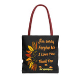 Sunflower Ho'oponopono Tote Bag Hawaiian Healing Prayer Design Spiritual Positivity Canvas Bag Mindfulness Reusable Durable Eco Friendly Shopping Tote