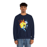 The Jocker Burning Aces Unisex Sweatshirt Fiery Gothic Streetwear Bold Dark Art Design for Risk Takers, Hustlers, and Fearless Fall Fashion Lovers