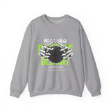 Destiny Fearless Pursuit of Happiness Unisex Heavy Blend Crewneck Sweatshirt Gothic Skeleton Hands Globe Graphic Streetwear Bold Motivational Pullover