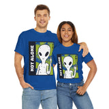 Unisex Not Alone Alien T Shirt Cartoon UFO Graphic Tee Extraterrestrial Sci Fi Space Themed Paranormal Conspiracy Inspired Streetwear Top