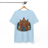 Unisex Balinese Barong Mask Graphic T Shirt Mythical Cultural Warrior Spirit Inspired Tee Tribal Festival Art Streetwear Heavy Cotton Top