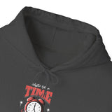 Waste Your Time Unisex Heavy Blend Hooded Sweatshirt Graphic Hoodie Black Motivational Hustle Money Clock Streetwear Bold Entrepreneur Mindset Fashion Outfit