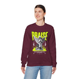 Praise Angel Statue Graphic Unisex Heavy Blend Crewneck Sweatshirt Gothic Spiritual Streetwear Pullover