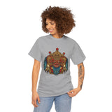Kala Bhairav Mask Graphic T Shirt Mythical Cultural Warrior Spirit Inspired Tee Tribal Festival Art Streetwear Heavy Cotton Top