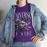 Universe Is Wide Graphic Unisex Heavy Cotton Tee Cosmic Galaxy Butterfly Space Streetwear T Shirt