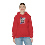 Fearless Memory Unisex Heavy Blend Hooded Sweatshirt Graphic Hoodie Black Astronaut Space Warrior Futuristic Sci Fi Bold Streetwear Artistic Fashion Outfit