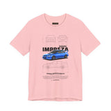 Blue Rally Inspired Performance Sedan Artwork Unisex Heavy Cotton Tee High Speed Streetwear Graphic Shirt For Car Enthusiasts And Automotive Art Lovers