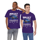 Bullet Blue Street Racing Artwork Unisex Heavy Cotton Tee High Performance Inspired Graphic Shirt For Car Lovers And Urban Streetwear Fans