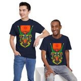 Cell Samurai Unisex Heavy Cotton Tee Vibrant Neon Japanese Warrior Art Streetwear T Shirt Futuristic Samurai Design Perfect For Anime Lovers Festivals Tattoo Artists And Modern Cultural Fashion Fans