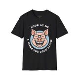 Laughing Pig Fun Cartoon Unisex Heavy Cotton Tee Trendy Humor Streetwear Graphic Shirt Perfect Gift for Friends Birthdays Casual Wear