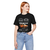 Orange Mid Engine Supercar Blueprint Artwork Unisex Heavy Cotton Tee High Performance Inspired Streetwear Graphic Shirt For Car Enthusiasts And Automotive Art Fans