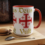Deus Vult Accent Coffee Mug 11oz 15oz Red Cross Knight Crusader Ceramic Cup Bold Medieval Design Christian Symbol Faith Inspired Coffee Tea Gift Drinkware