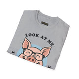 Laughing Pig Fun Cartoon Unisex Heavy Cotton Tee Trendy Humor Streetwear Graphic Shirt Perfect Gift for Friends Birthdays Casual Wear