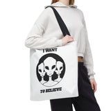 I Want To Believe Alien Tote Bag Sci Fi UFO Extraterrestrial Design Canvas Bag Space Mystery Reusable Eco Friendly Durable Shopping Travel Tote