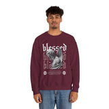Blessed Angel Statue Graphic Unisex Heavy Blend Crewneck Sweatshirt Gothic Streetwear Aesthetic Spiritual Bold Artistic Pullover