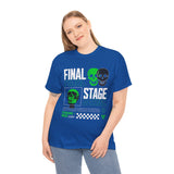 Final Stage Unisex Heavy Cotton Tee Graphic Black T Shirt Skull Neon Green Streetwear Futuristic Cyberpunk Bold Artistic Fashion Outfit