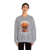 Wildfire Skull Flames Unisex Heavy Blend Crewneck Sweatshirt Gothic Inferno Graphic Bold Streetwear Motivational Statement Pullover