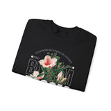 Unisex Heavy Blend Crewneck Sweatshirt Bloom Stronger Floral Graphic Pullover Black Motivational Nature Inspired Aesthetic Streetwear Fashion Outfit
