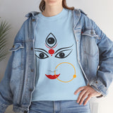 Divine Maa Durga Trinetra Minimal Art T Shirt Hindu Goddess Shakti Bhavani Devi Graphic Tee Spiritual Devotional Streetwear Navratri Festival Ethnic Indian Culture Unisex Cotton Casual Wear Gift For...