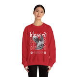 Blessed Angel Statue Graphic Unisex Heavy Blend Crewneck Sweatshirt Gothic Streetwear Aesthetic Spiritual Bold Artistic Pullover
