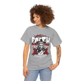 Faith Over Fear Jesus Crown Of Thorns Unisex Heavy Cotton Tee Christian Graphic Bold Religious Streetwear Motivational Bible Verse T Shirt