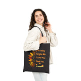 Ho’oponopono Sunflower Tote Bag Cotton Canvas Hawaiian Healing Design I Am Sorry Forgive Me I Love You Thank You Spiritual Affirmation Durable Reusable Eco Friendly Carry Bag