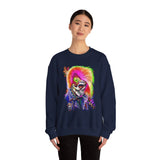 Calavera Punk Skull Unisex Heavy Blend Sweatshirt Neon Gothic Streetwear Pullover Vibrant Rock Rebel Design For Punk Concerts Halloween Parties Tattoo Culture And Alternative Fashion Lovers