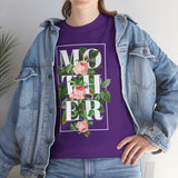Mother Floral Design Unisex Heavy Cotton Tee Comfortable T Shirt Botanical Typography Graphic Streetwear Gift For Mom Mother’s Day Birthday Casual Everyday Wear