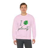 I Love Plants Crewneck Sweatshirt Unisex Heavy Blend Botanical Leaf Eco Friendly Gardening Nature Lover Sustainable Green Living Gift Pullover