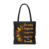 Sunflower Ho'oponopono Tote Bag Hawaiian Healing Prayer Design Spiritual Positivity Canvas Bag Mindfulness Reusable Durable Eco Friendly Shopping Tote