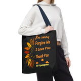 Sunflower Ho'oponopono Tote Bag Hawaiian Healing Prayer Design Spiritual Positivity Canvas Bag Mindfulness Reusable Durable Eco Friendly Shopping Tote