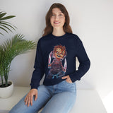 Chucky Horror Unisex Heavy Blend Crewneck Sweatshirt Killer Doll Graphic Pullover Spooky Halloween Streetwear Horror Movie Art Design Cozy Creepy Fashion For Festivals And Scary Season