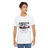 Porsche High-Performance Track Machine Blueprint Design Unisex Heavy Cotton Tee Powerful Street Racing Inspired Graphic Shirt