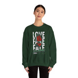 Love Fake Friendship Rose Crewneck Comfortable Unisex Sweatshirt Bold Graphic Streetwear Pullover Empowering Artistic Floral Design For Self Expression Perfect Gift For Friends Birthdays Cozy Days Casual Wear