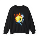 The Jocker Burning Aces Unisex Sweatshirt Fiery Gothic Streetwear Bold Dark Art Design for Risk Takers, Hustlers, and Fearless Fall Fashion Lovers